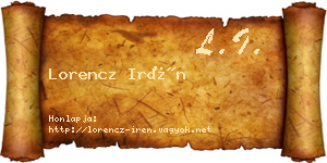 Lorencz Irén névjegykártya